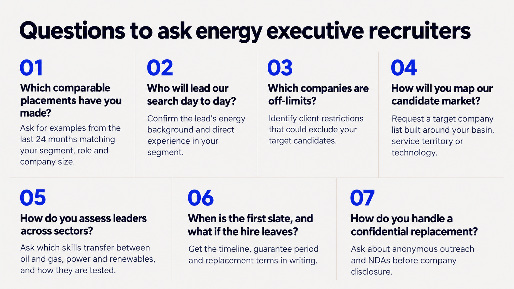 Questions to ask energy executive recruiters