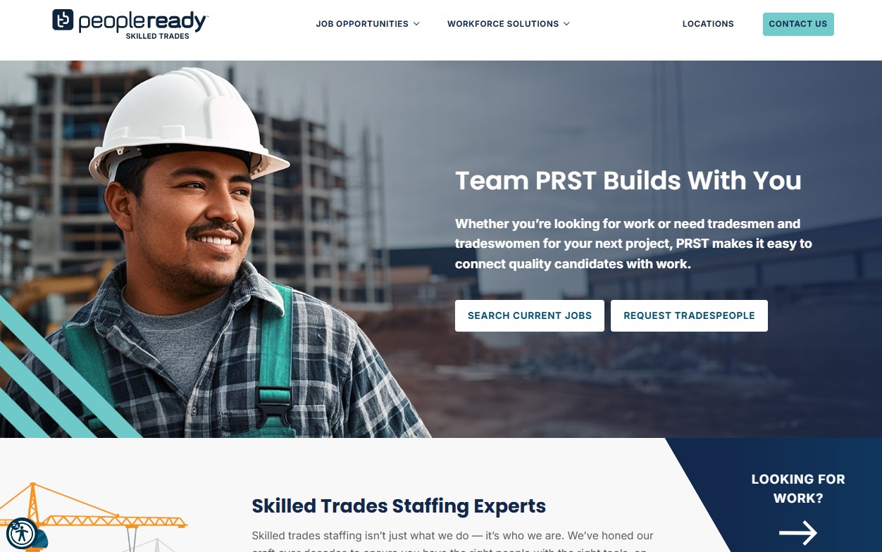 PeopleReady Skilled Trades website