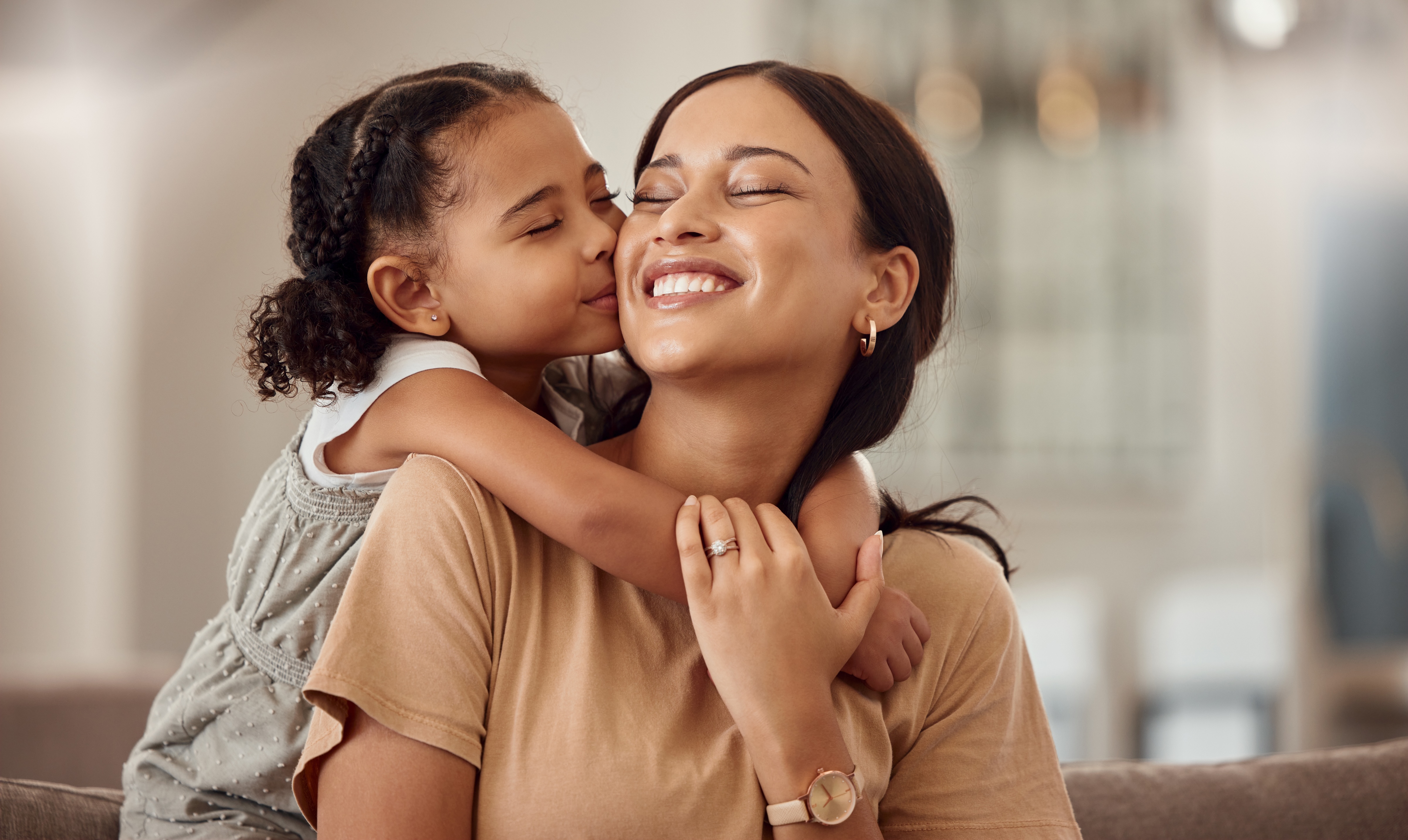 Mom with daughter stock image