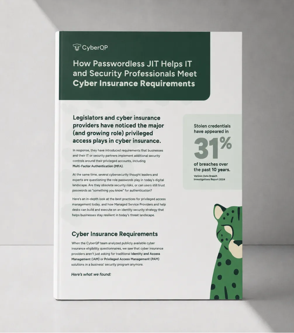 How Passwordless JIT Helps IT and Security Professionals Meet Cyber Insurance Requirements Mockup
