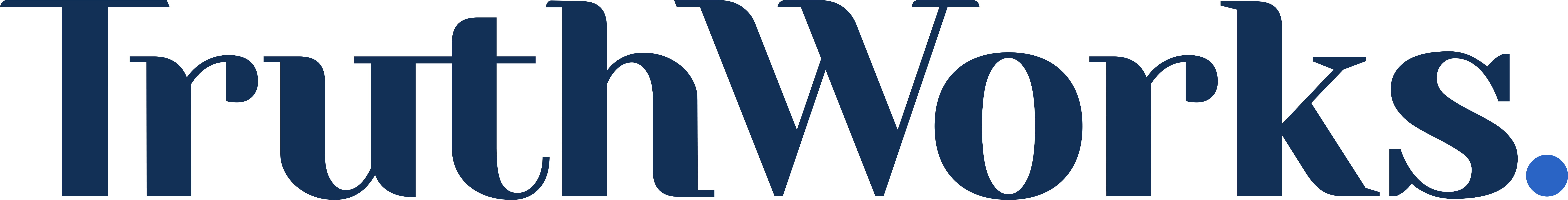 TruthWorks company logo in dark blue serif font with a period at the end.