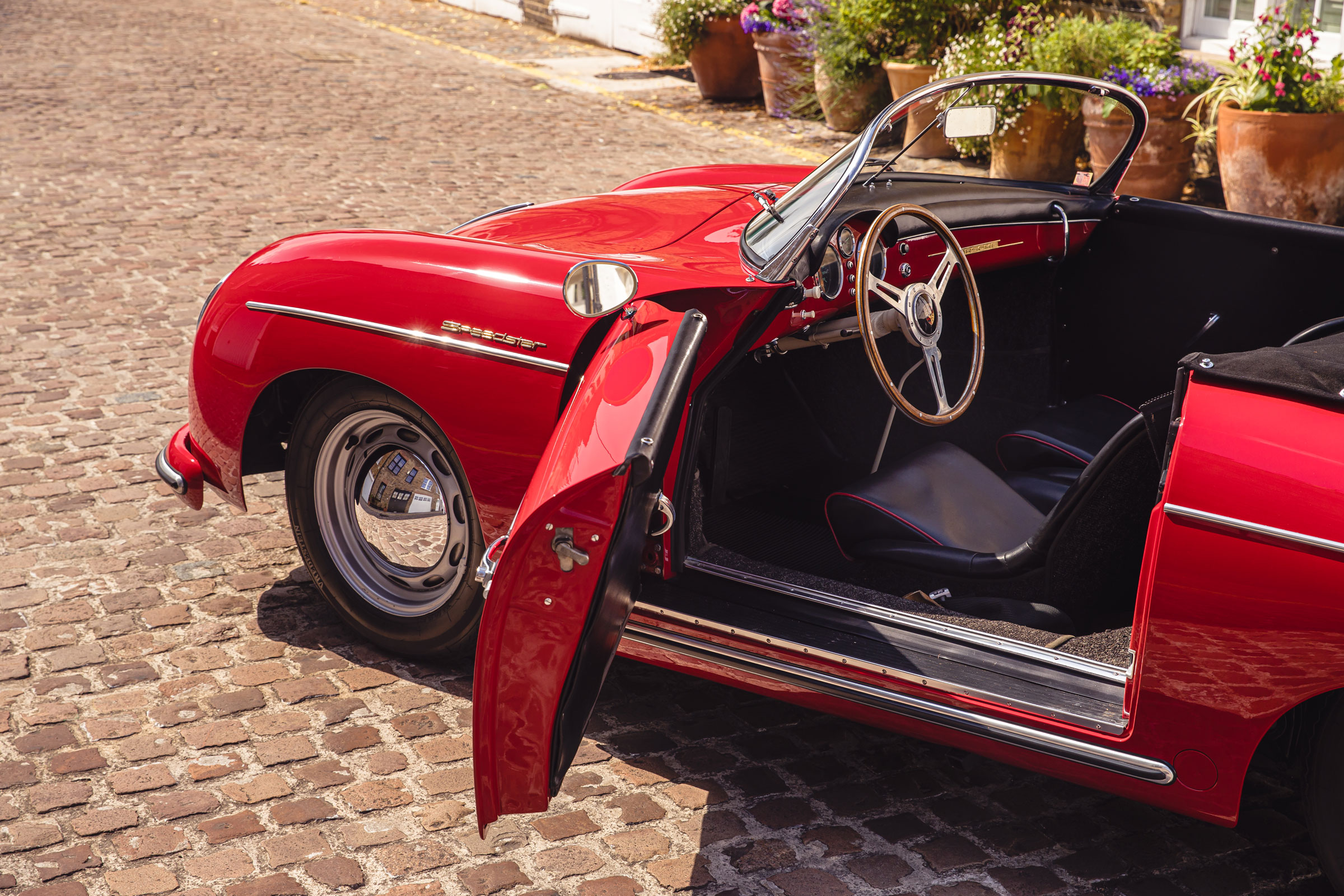 Drivers side Porsche 356 photographed in London for a marketing campagin