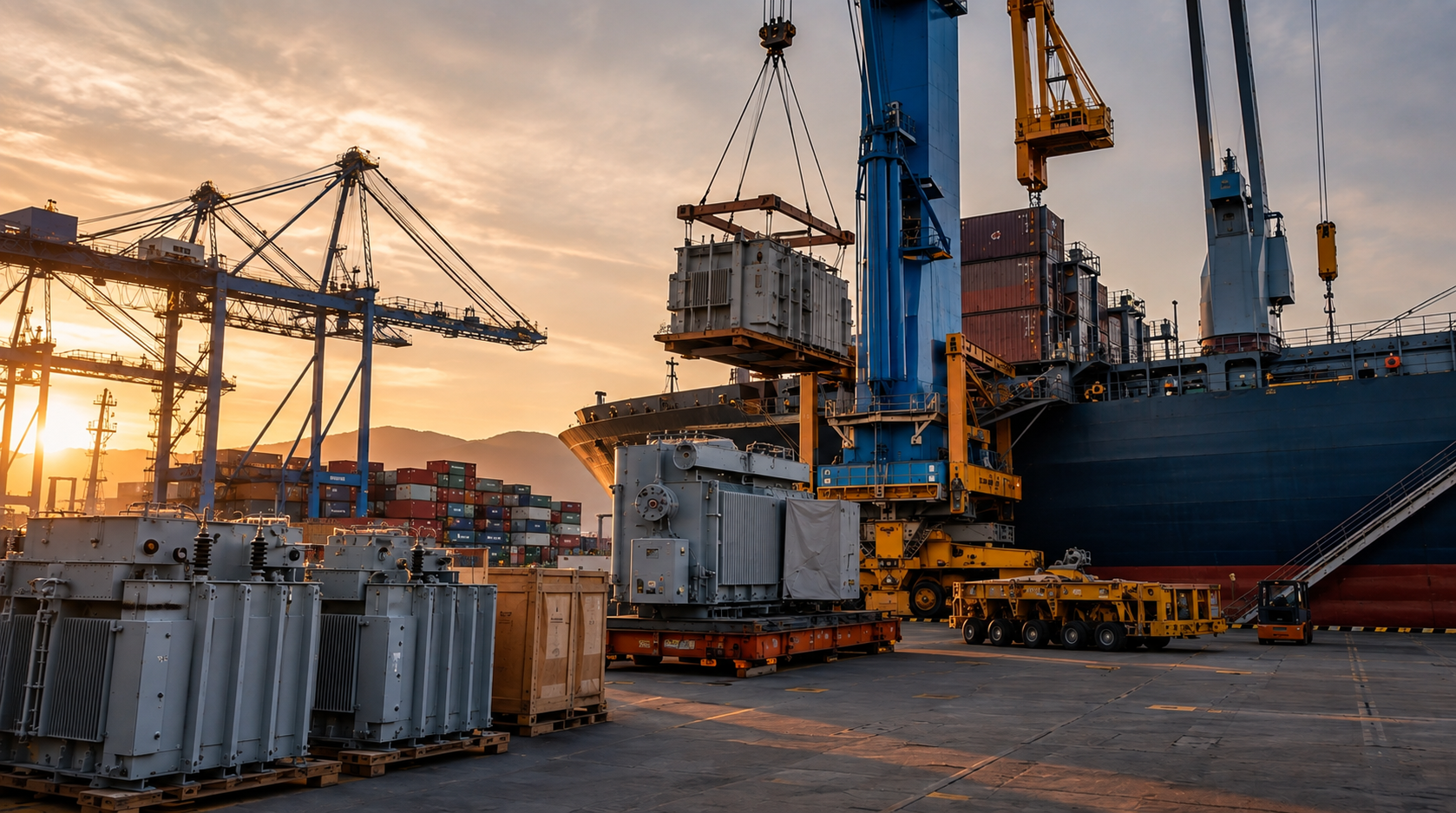 Contenedores y equipos industriales en puerto chileno, representando el alza de importaciones de bienes de capital