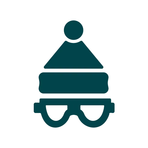 Icône de détective avec un bonnet à pompon et des lunettes.
