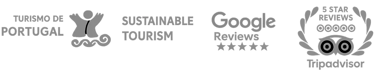 image représentant les différents logo des partenaires d'Xplord : Turismo de portugal, sustainable tourism, google reviews et tripadvisor