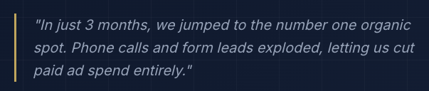 Client testimonial screenshot