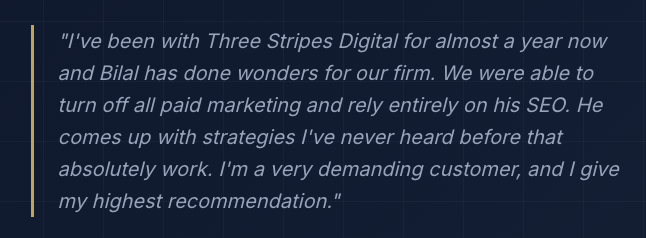 Client testimonial screenshot