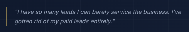 Client testimonial screenshot