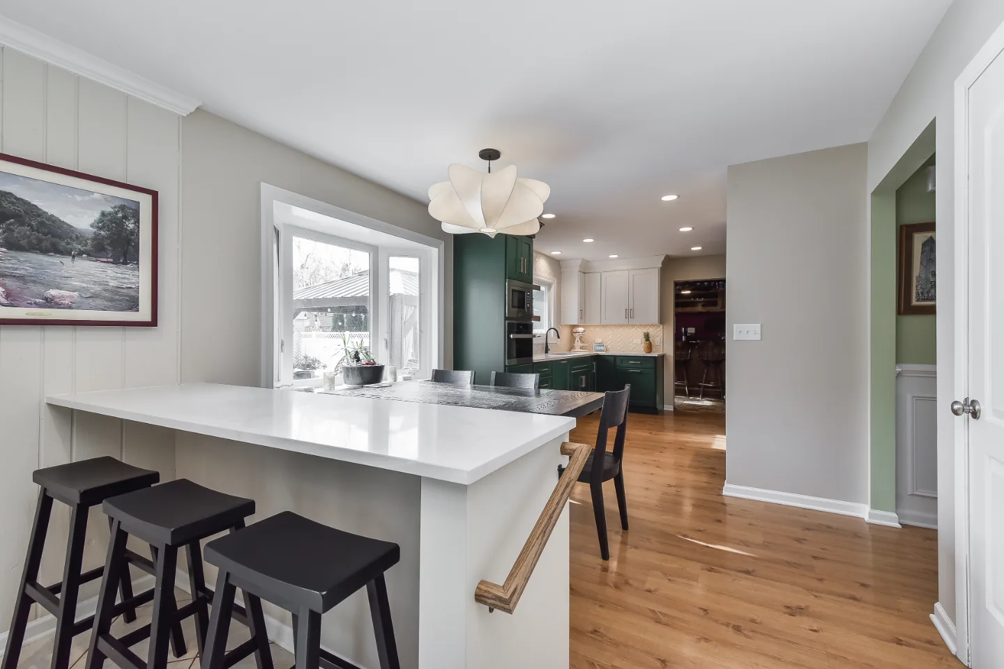 Dining Room remodel in Franklin, TN. Sebring Design Build transformed this Franklin, Tennessee dining room as part of a bold-green kitchen and dining room remodel.