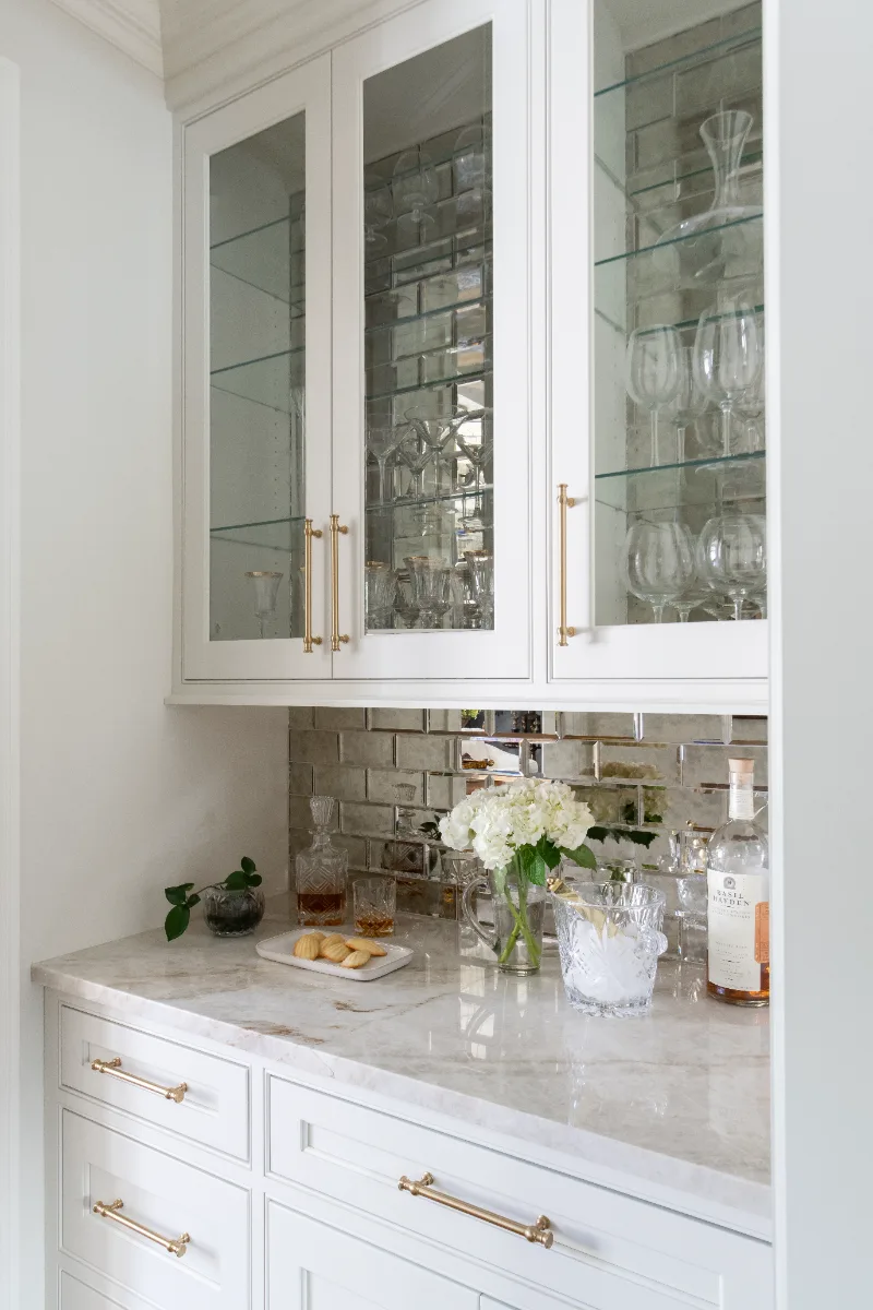 Kitchen remodel in Cool Springs, TN. Sebring Design Build transformed this Cool Springs kitchen in Franklin, Tennessee with Havana Square Recessed MDF Panel soft white cabinetry.