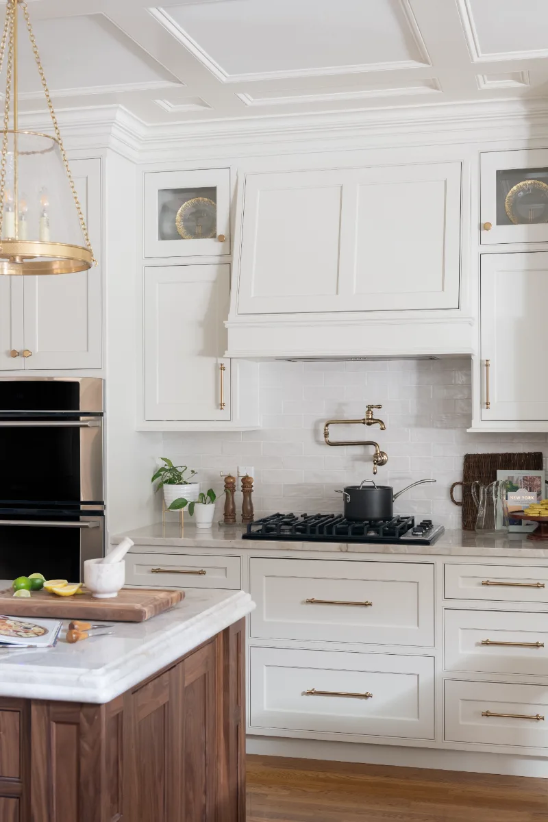 Kitchen remodel in Cool Springs, TN. Sebring Design Build transformed this Cool Springs kitchen in Franklin, Tennessee with Havana Square Recessed MDF Panel soft white cabinetry.