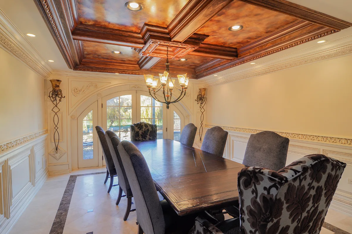 A traditional-intricate basement dining room in Franklin, TN, part of a full basement remodel by Sebring Design Build. Specs pending photo verification.