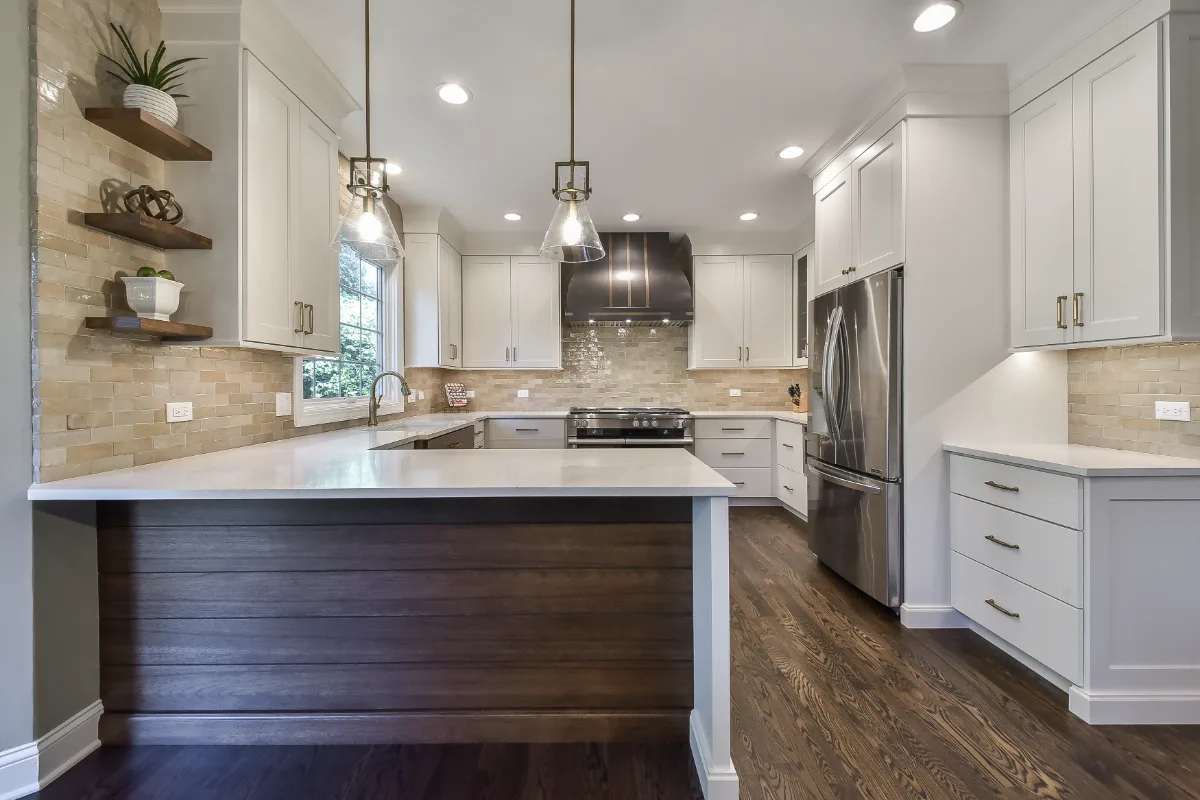 Kitchen remodel in Brentwood, TN. Sebring Design Build transformed this Brentwood kitchen by removing angled walls and soffits to create an open.