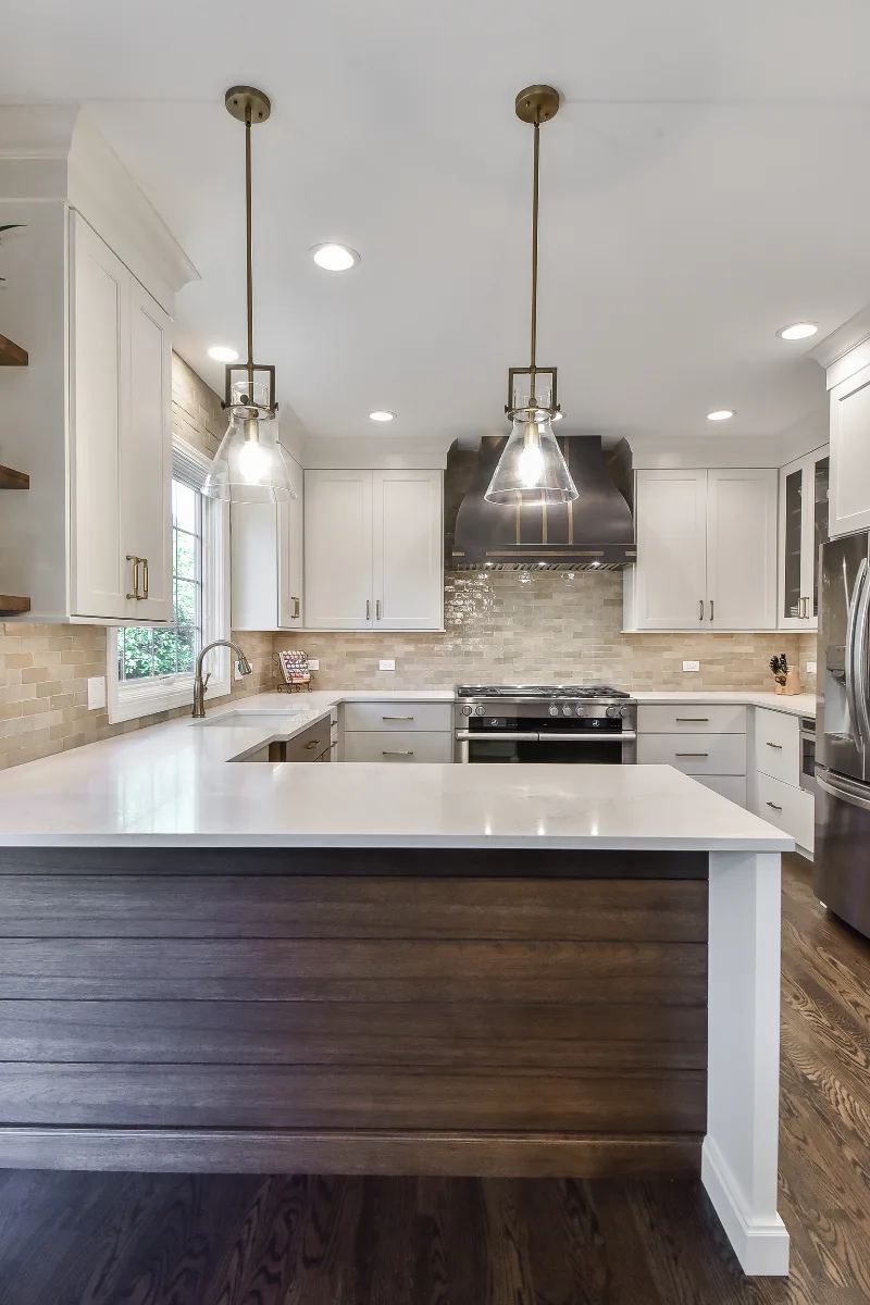 Kitchen remodel in Brentwood, TN. Sebring Design Build transformed this Brentwood kitchen by removing angled walls and soffits to create an open.