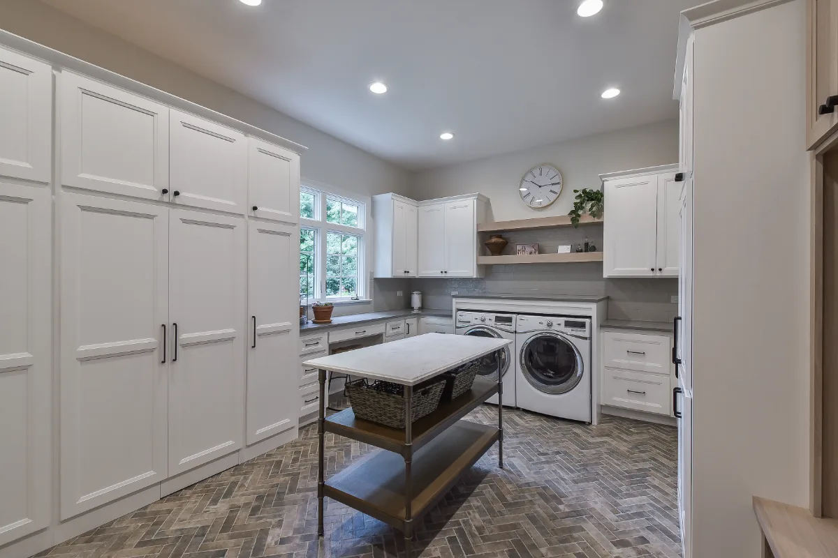 Laundry remodel in Brentwood, TN. Sebring Design Build transformed this Brentwood, Tennessee laundry room as part of a transitional-elegant multi-room remodel.