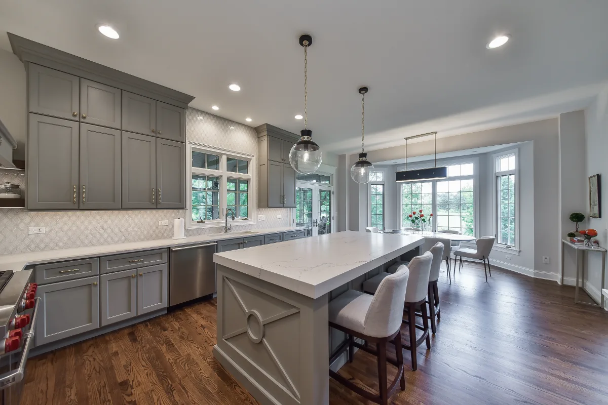 Kitchen remodel in Brentwood, TN. Sebring Design Build transformed this Brentwood, Tennessee kitchen with CWP Classic Square Recessed cabinetry with Drop Radius Edge in Fawn Brindle and Walnut Praline stain.