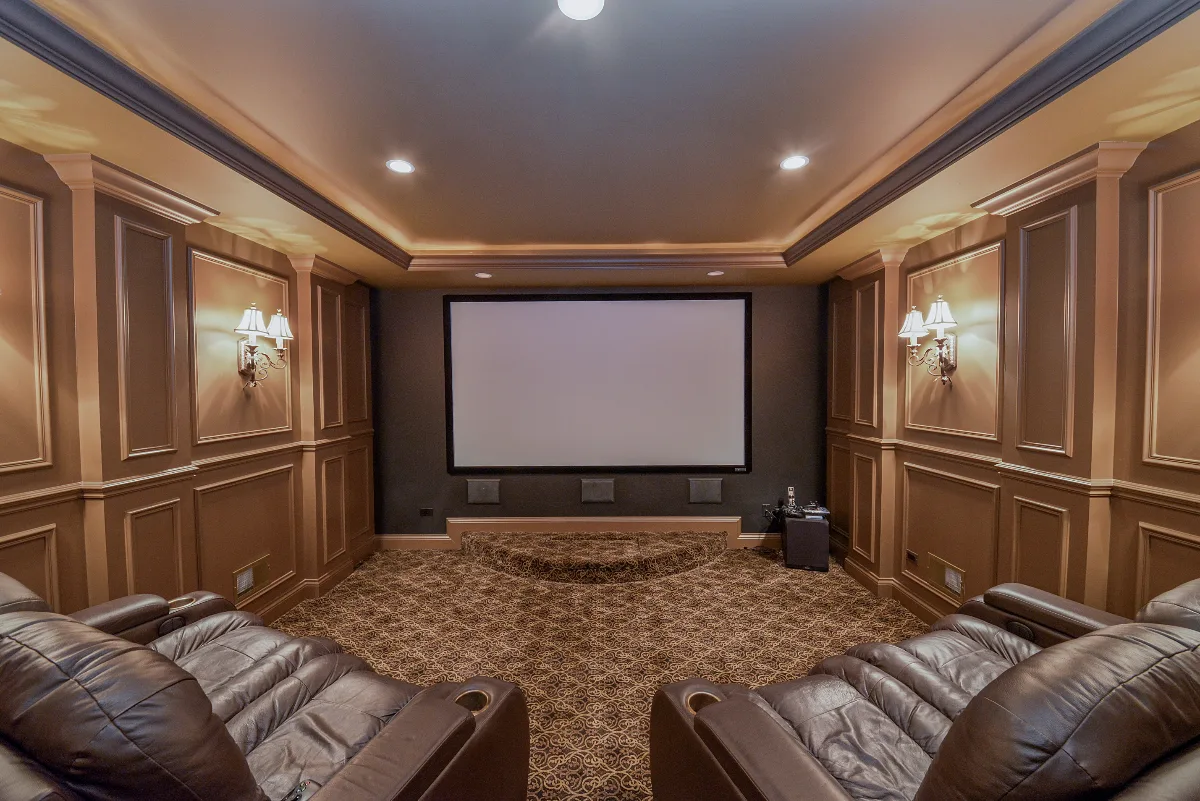 A unique-traditional basement remodel in Franklin, TN with a home theater, wine cellar, bar, and gym by Sebring Design Build.