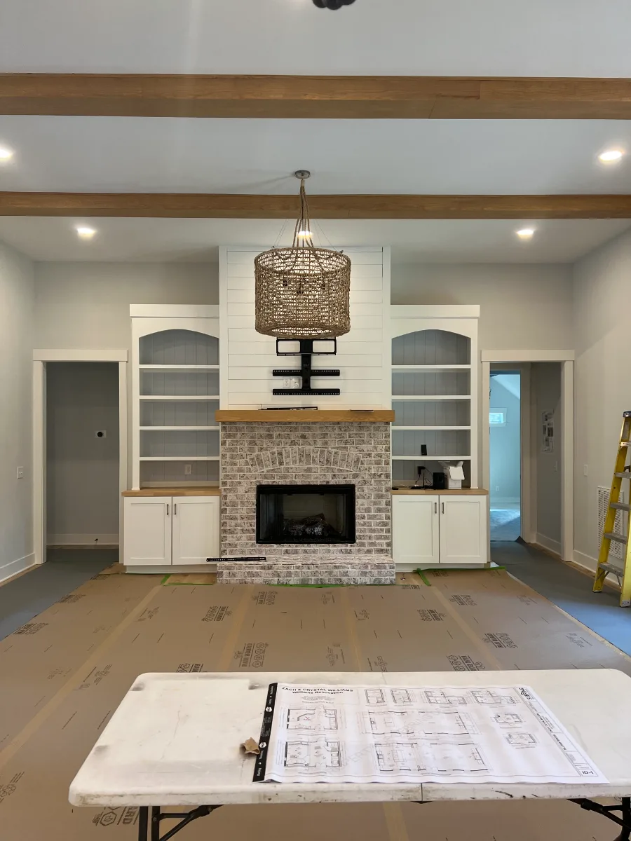 A unique-luxurious fireplace in Columbia, TN, part of a nine-space whole home remodel by Sebring Design Build. Specs pending photo verification.