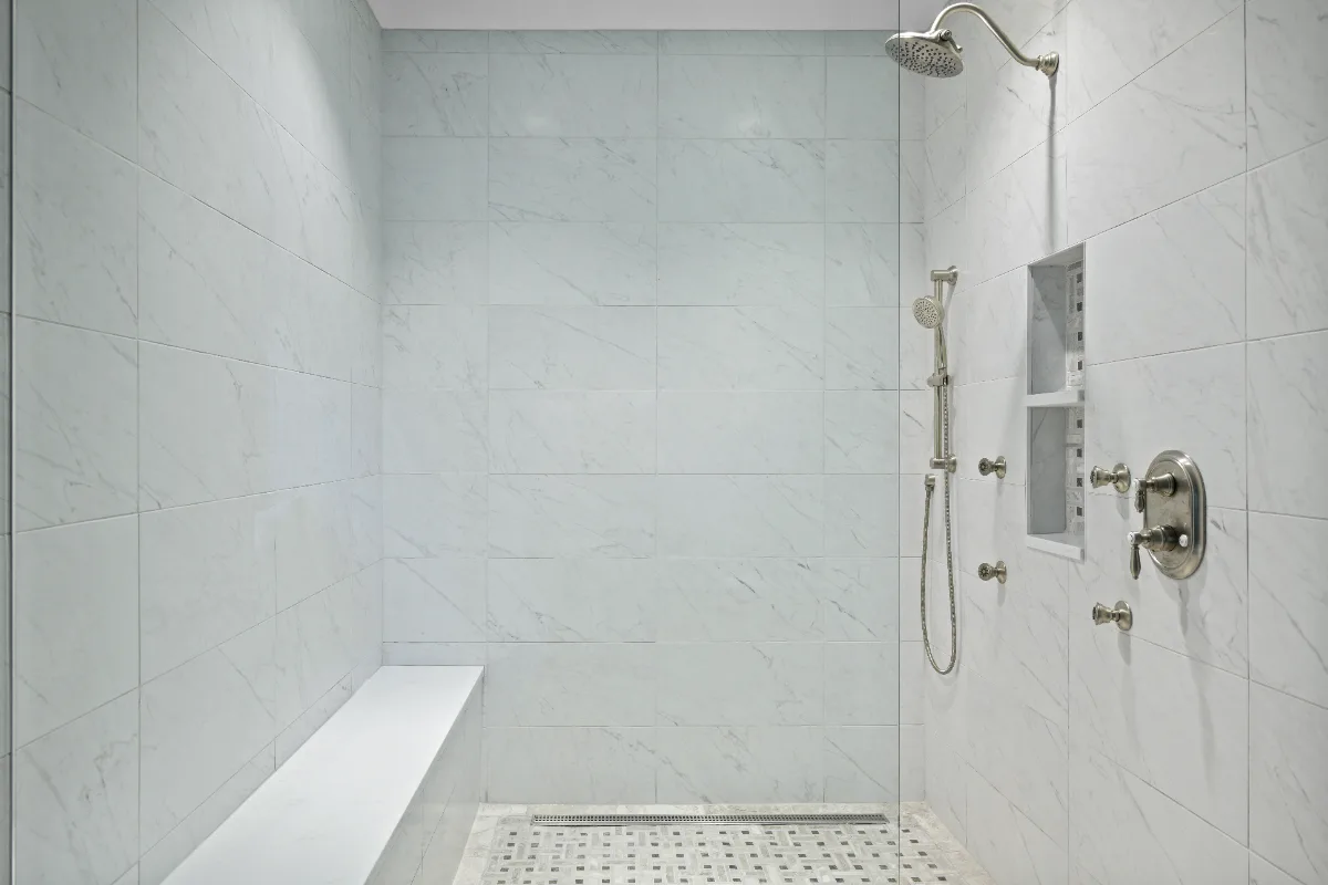 Primary Bath remodel in Franklin, TN. Sebring Design Build transformed this Bonbrook primary bath in Brentwood.