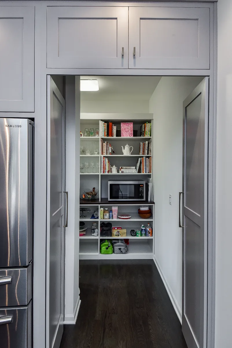 Pantry remodel in Franklin, TN. Sebring Design Build redesigned the pantry in this Franklin, Tennessee home as an integrated extension of the kitchen remodel.