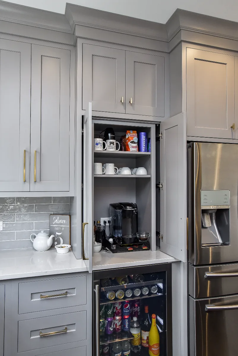 Pantry remodel in Franklin, TN. Sebring Design Build redesigned the pantry in this Franklin, Tennessee home as an integrated extension of the kitchen remodel.
