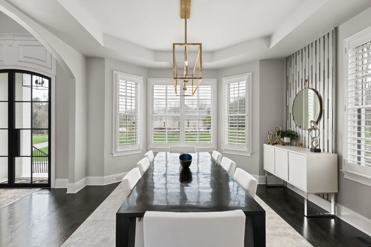 Dining room update in Magnolia Vale, Brentwood TN as part of a whole-home interior remodel. Modern luxury finishes by Sebring Design Build.