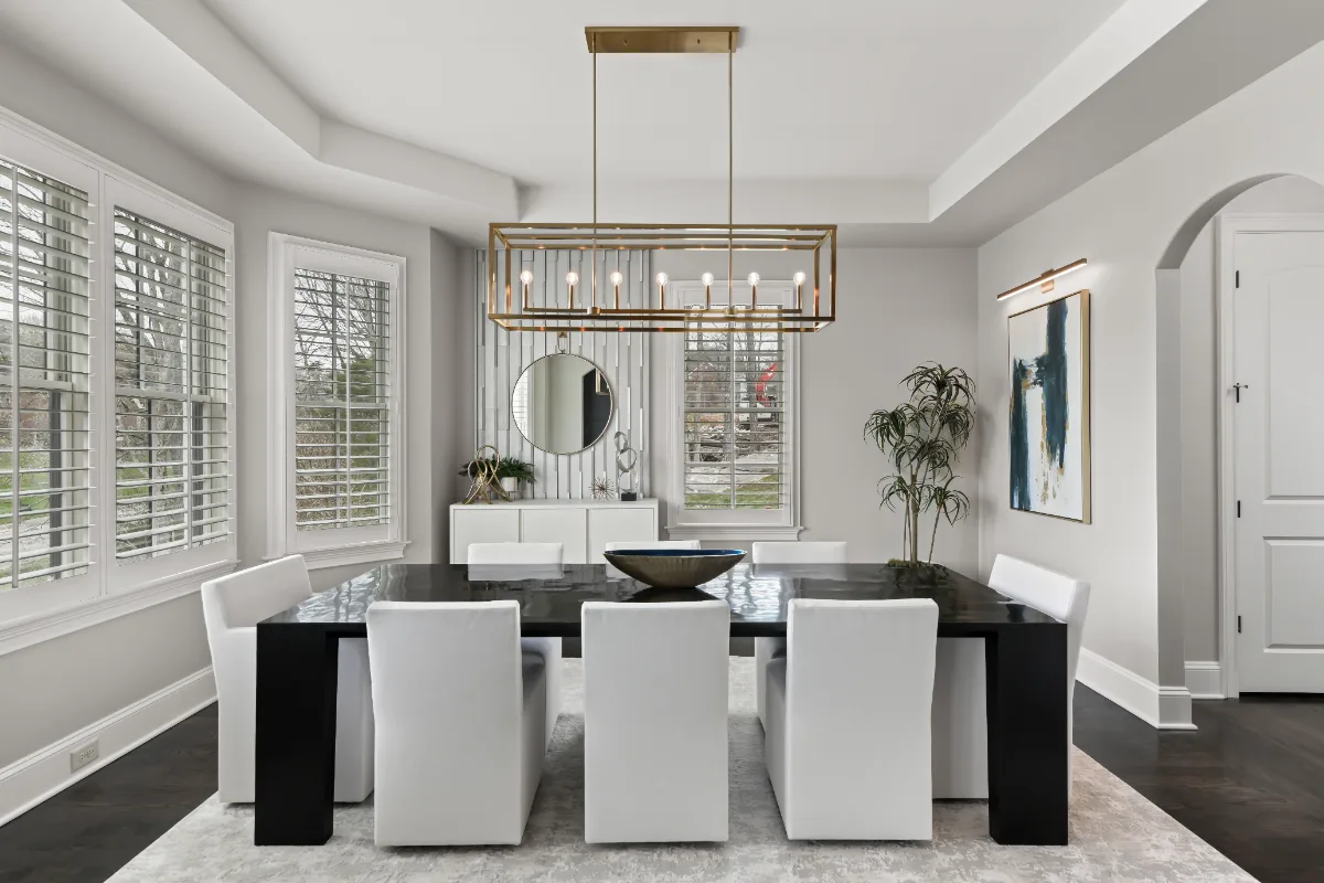 Dining room update in Magnolia Vale, Brentwood TN as part of a whole-home interior remodel. Modern luxury finishes by Sebring Design Build.