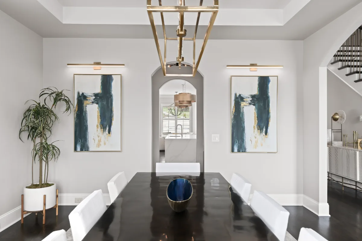 Dining room update in Magnolia Vale, Brentwood TN as part of a whole-home interior remodel. Modern luxury finishes by Sebring Design Build.