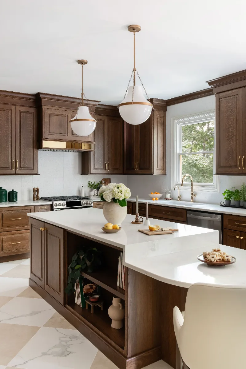 Kitchen remodel in Chenoweth, TN. Sebring Design Build transformed this Chenoweth kitchen in Brentwood, Tennessee with CWP Classic Square Raised Solid Wood Panel White Oak Coffee Marginal Overlay cabinetry.