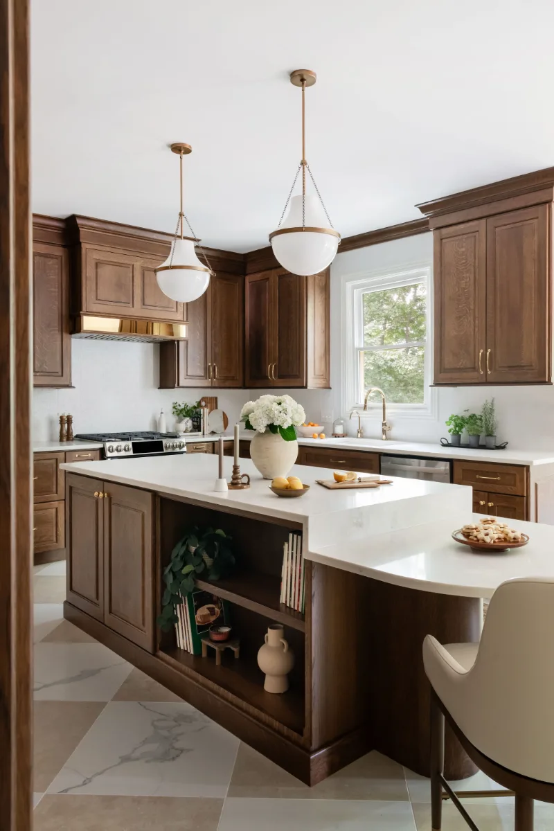 Kitchen remodel in Chenoweth, TN. Sebring Design Build transformed this Chenoweth kitchen in Brentwood, Tennessee with CWP Classic Square Raised Solid Wood Panel White Oak Coffee Marginal Overlay cabinetry.