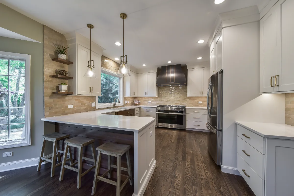 Kitchen remodel in Brentwood, TN. Sebring Design Build transformed this Brentwood kitchen by removing angled walls and soffits to create an open.