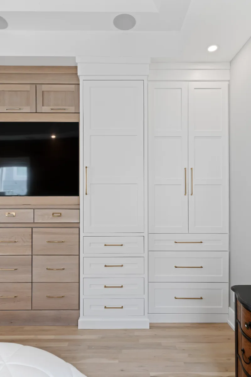 Primary Bedroom remodel in Westhaven, TN. Sebring Design Build transformed this Westhaven primary bedroom in Franklin, Tennessee as part of a modern-farmhouse whole home remodel.