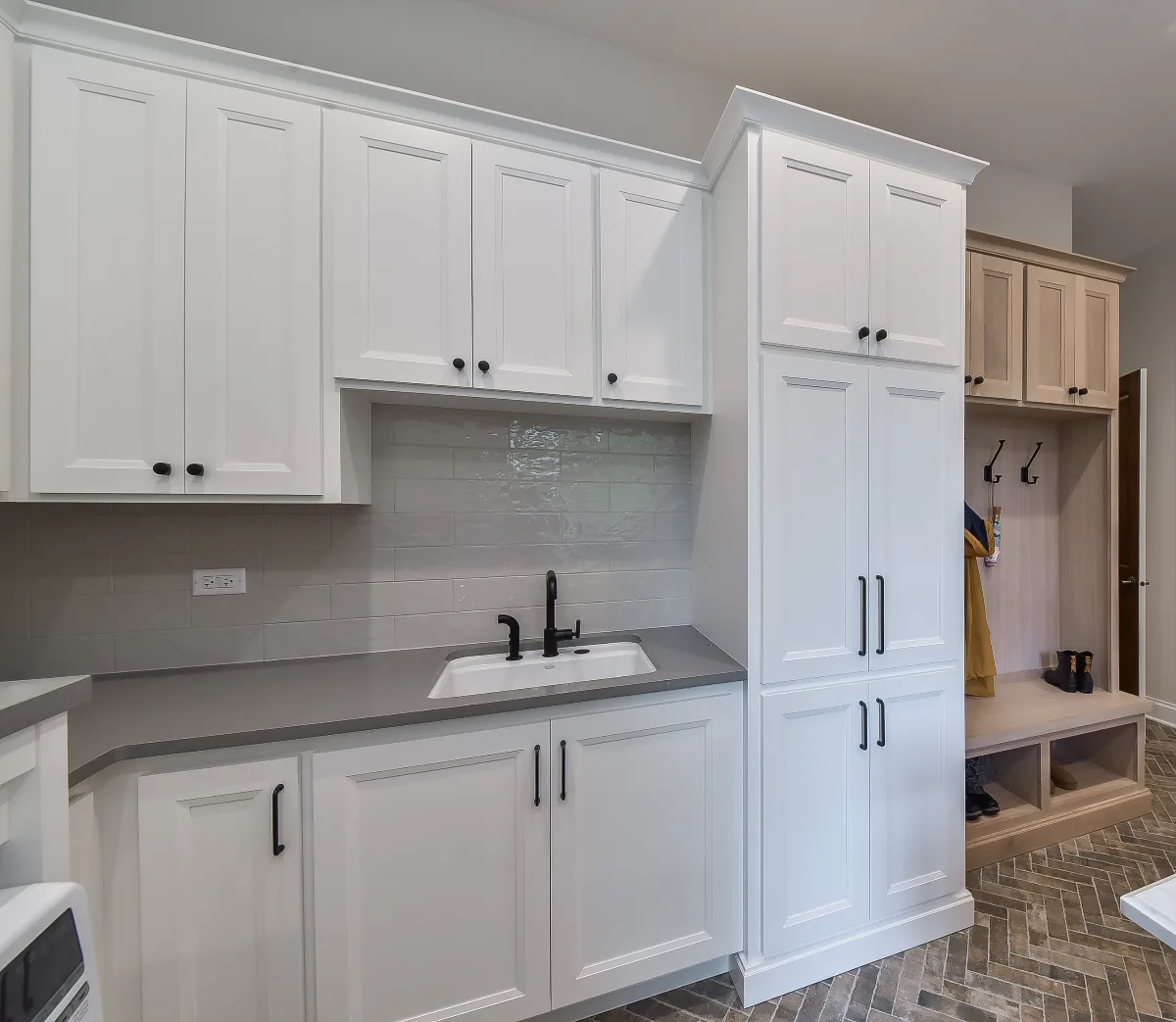 Laundry remodel in Brentwood, TN. Sebring Design Build transformed this Brentwood, Tennessee laundry room as part of a transitional-elegant multi-room remodel.