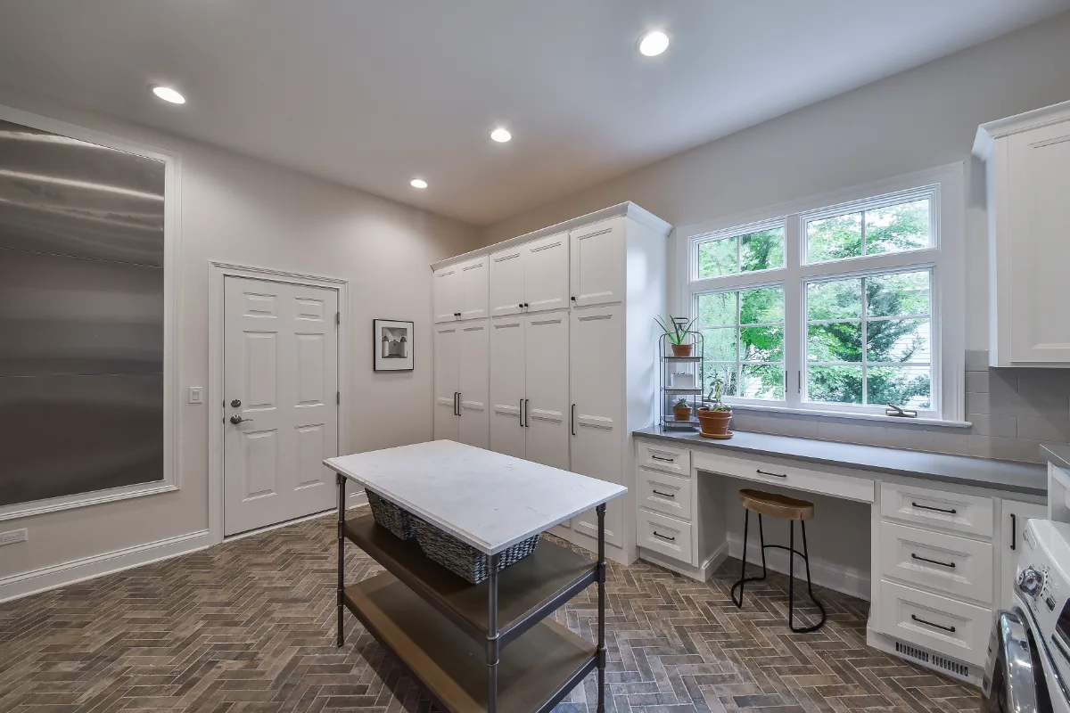 Laundry remodel in Brentwood, TN. Sebring Design Build transformed this Brentwood, Tennessee laundry room as part of a transitional-elegant multi-room remodel.