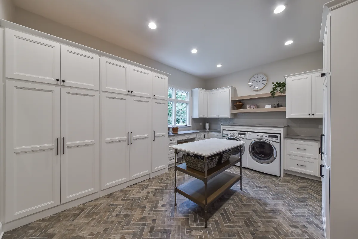 Laundry remodel in Brentwood, TN. Sebring Design Build transformed this Brentwood, Tennessee laundry room as part of a transitional-elegant multi-room remodel.