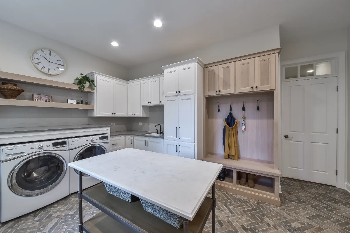 Laundry remodel in Brentwood, TN. Sebring Design Build transformed this Brentwood, Tennessee laundry room as part of a transitional-elegant multi-room remodel.