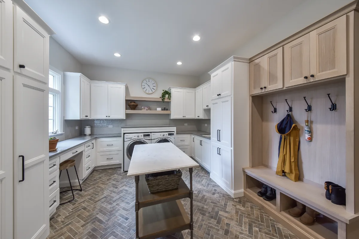Laundry remodel in Brentwood, TN. Sebring Design Build transformed this Brentwood, Tennessee laundry room as part of a transitional-elegant multi-room remodel.