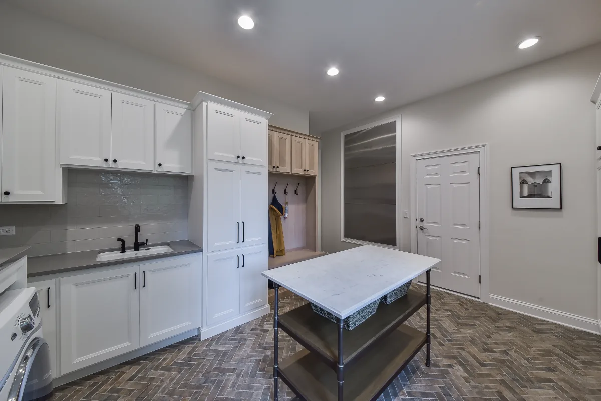Laundry remodel in Brentwood, TN. Sebring Design Build transformed this Brentwood, Tennessee laundry room as part of a transitional-elegant multi-room remodel.