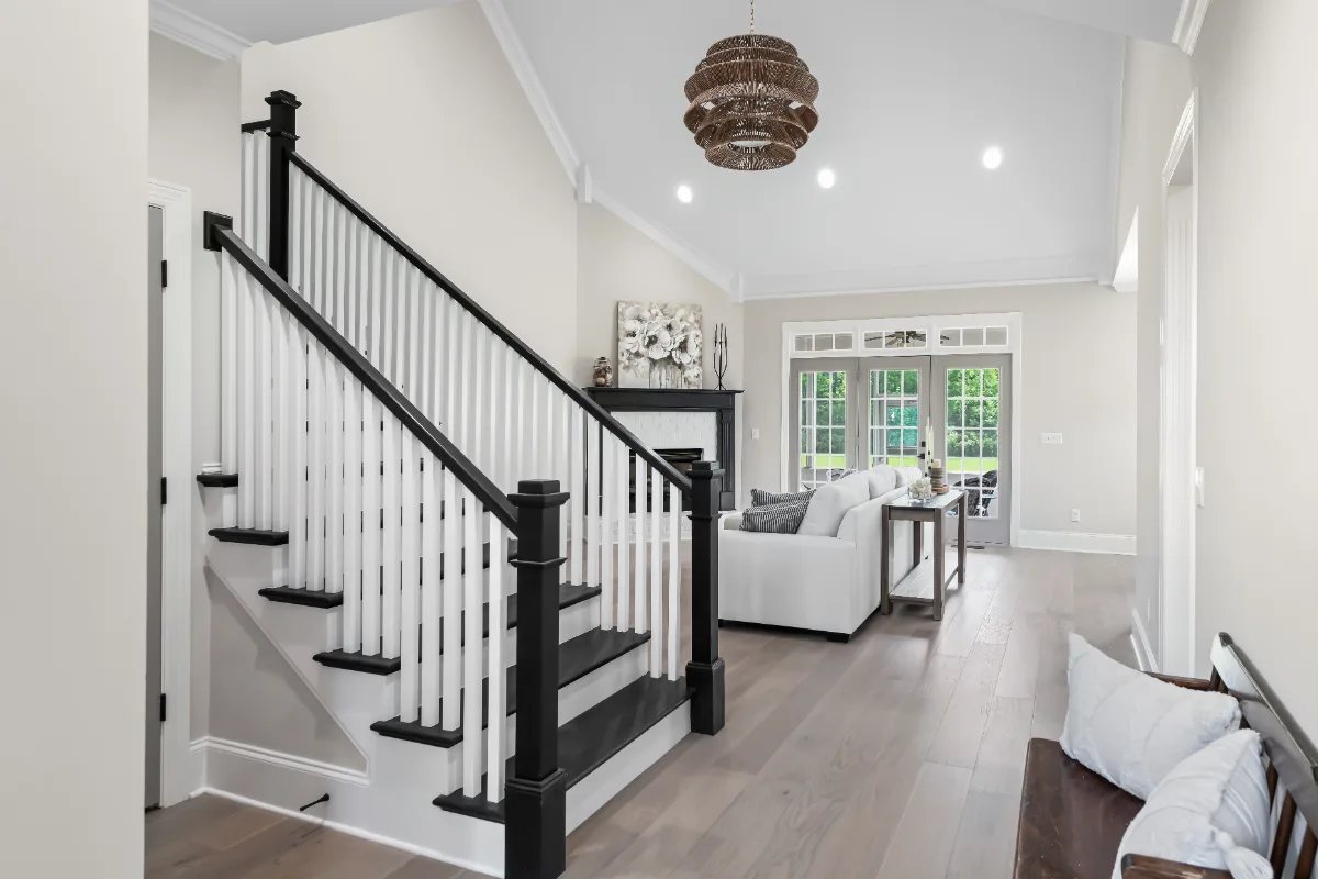 Living Room remodel in Watkins Creek, TN. Sebring Design Build transformed the living room in this Watkins Creek whole house remodel in Franklin, Tennessee as part of a nine-space modern-elegant interior renovation.