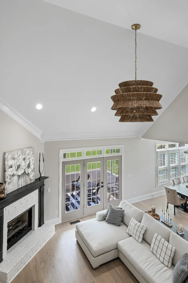 Living Room remodel in Watkins Creek, TN. Sebring Design Build transformed the living room in this Watkins Creek whole house remodel in Franklin, Tennessee as part of a nine-space modern-elegant interior renovation.