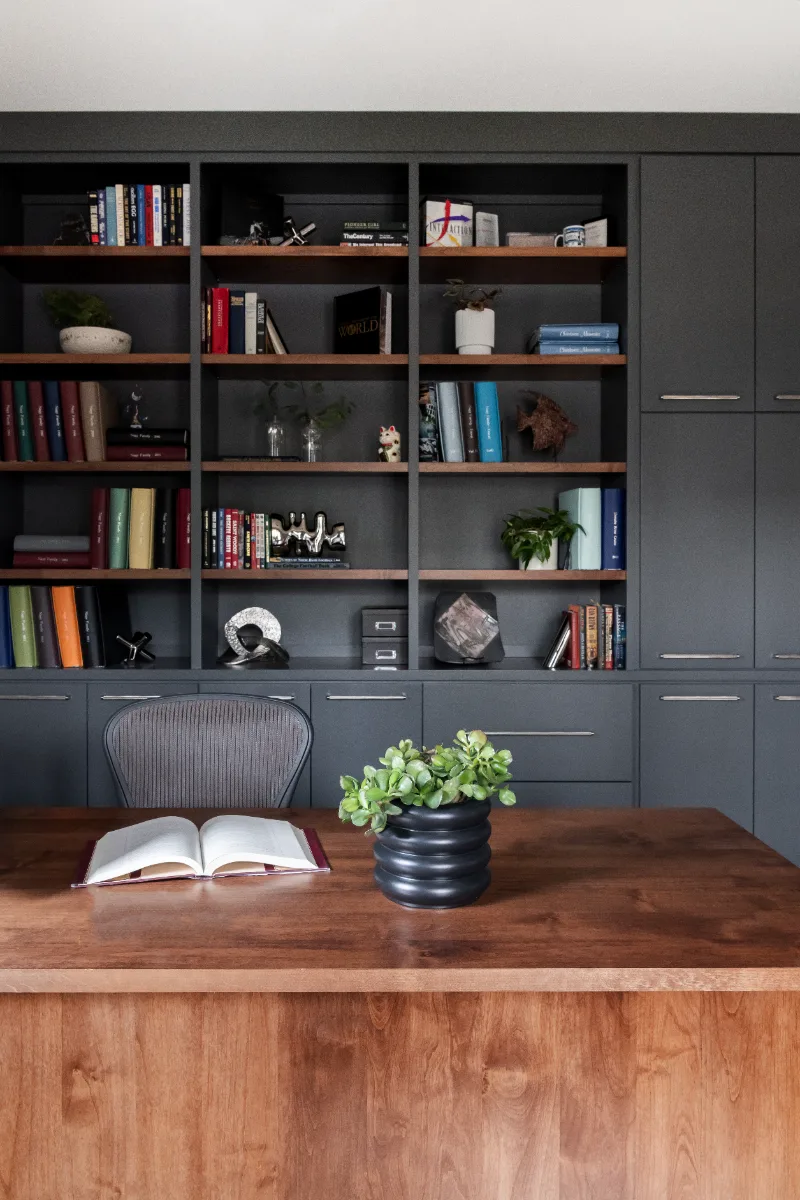 Office remodel in Franklin, TN. Sebring Design Build transformed this Westhaven office in Franklin, Tennessee as part of a contemporary-unique whole home remodel.