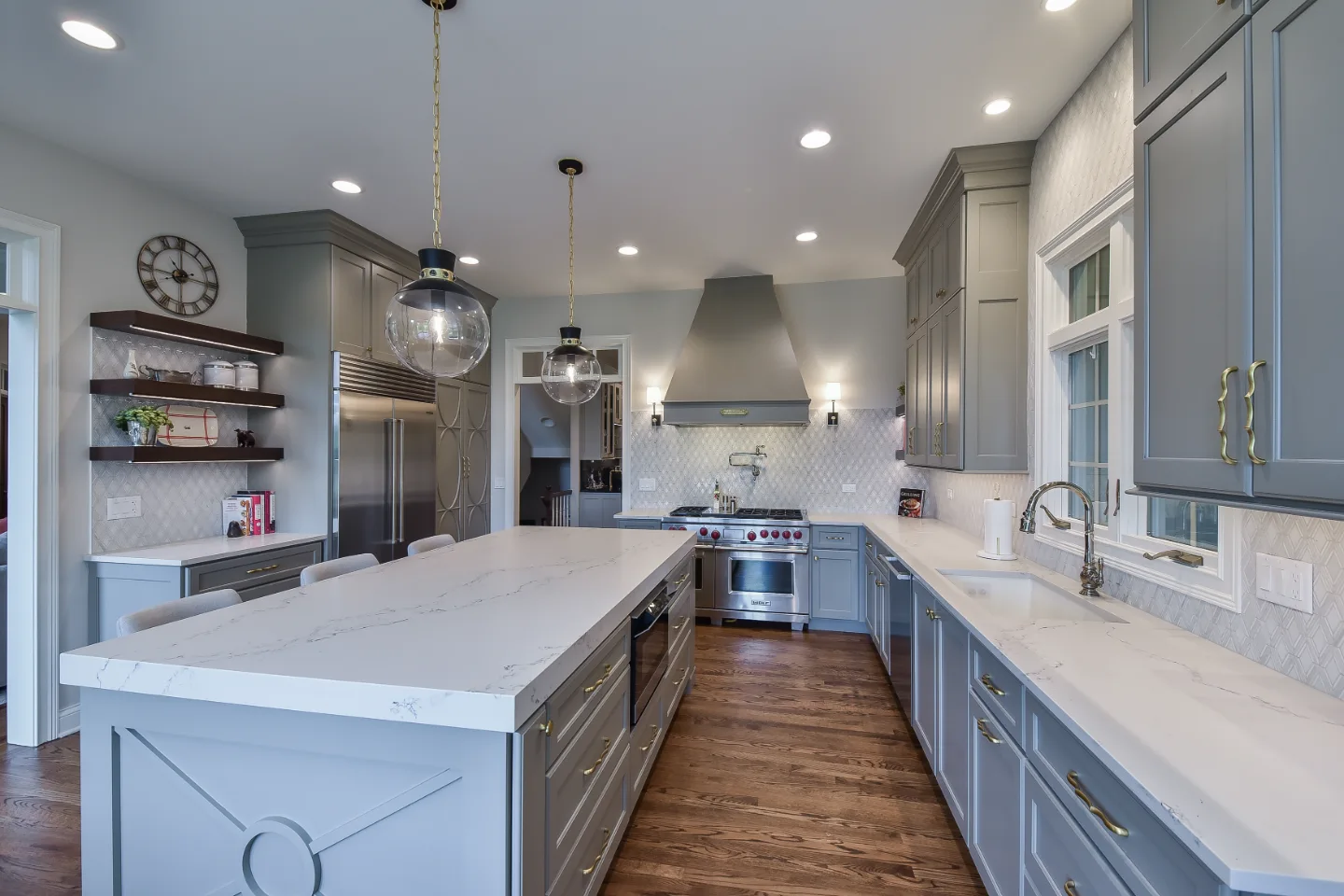Kitchen remodel in Brentwood, TN. Sebring Design Build transformed this Brentwood, Tennessee kitchen with CWP Classic Square Recessed cabinetry with Drop Radius Edge in Fawn Brindle and Walnut Praline stain.