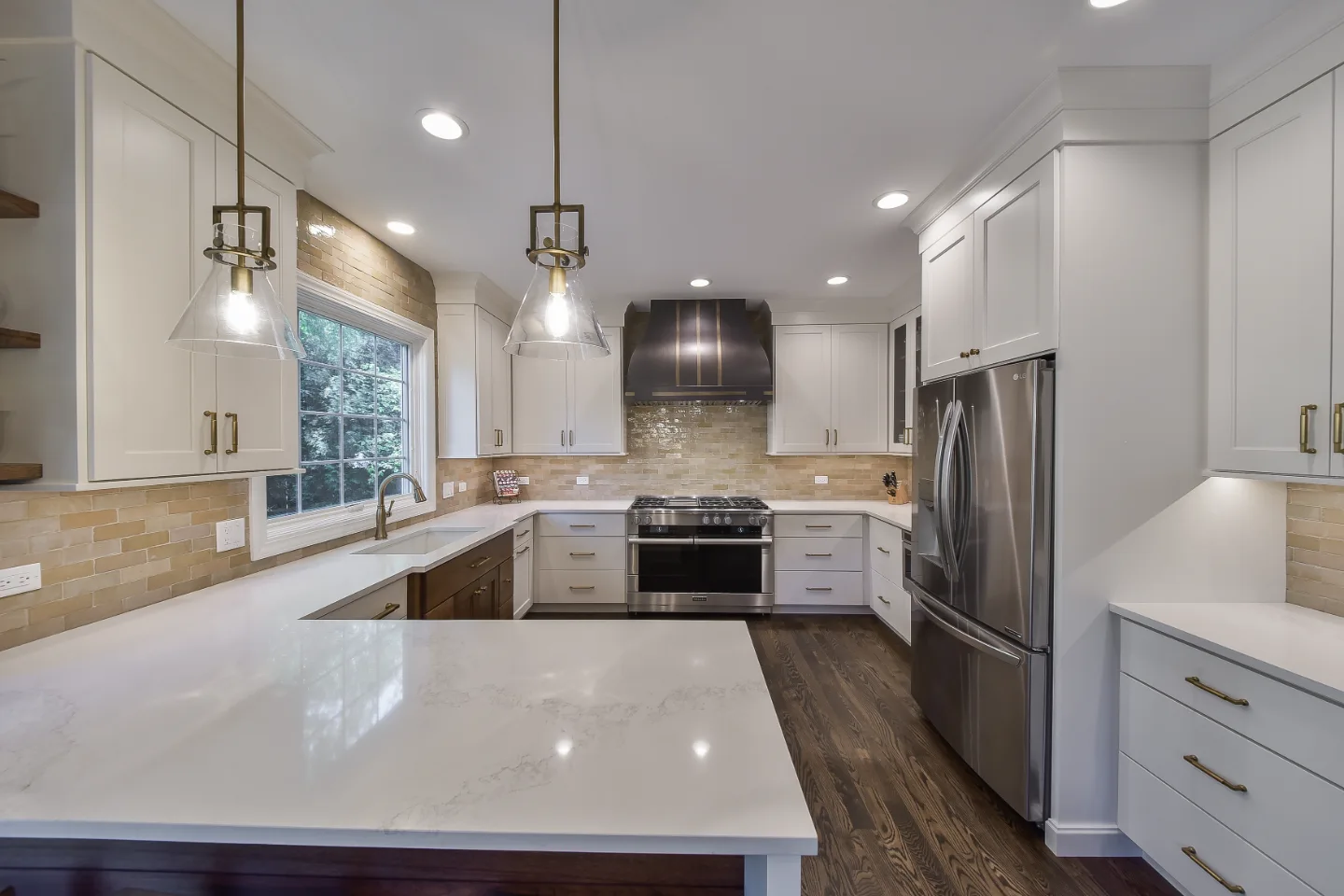 Kitchen remodel in Brentwood, TN. Sebring Design Build transformed this Brentwood kitchen by removing angled walls and soffits to create an open.