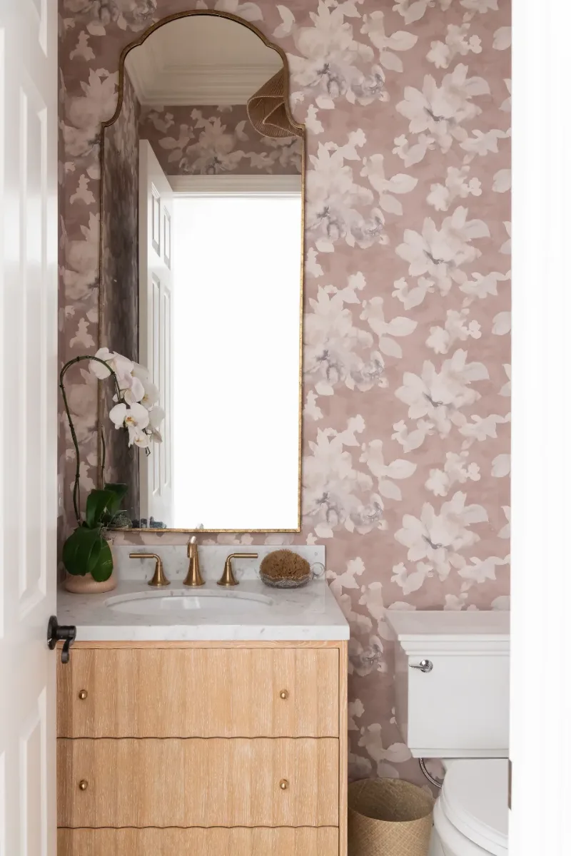 Powder Room remodel in Westhaven, TN. Sebring Design Build updated the powder room in this Westhaven modern warm remodel through targeted construction, plumbing, and electrical improvements outlined in the Browne Scope of Work.
