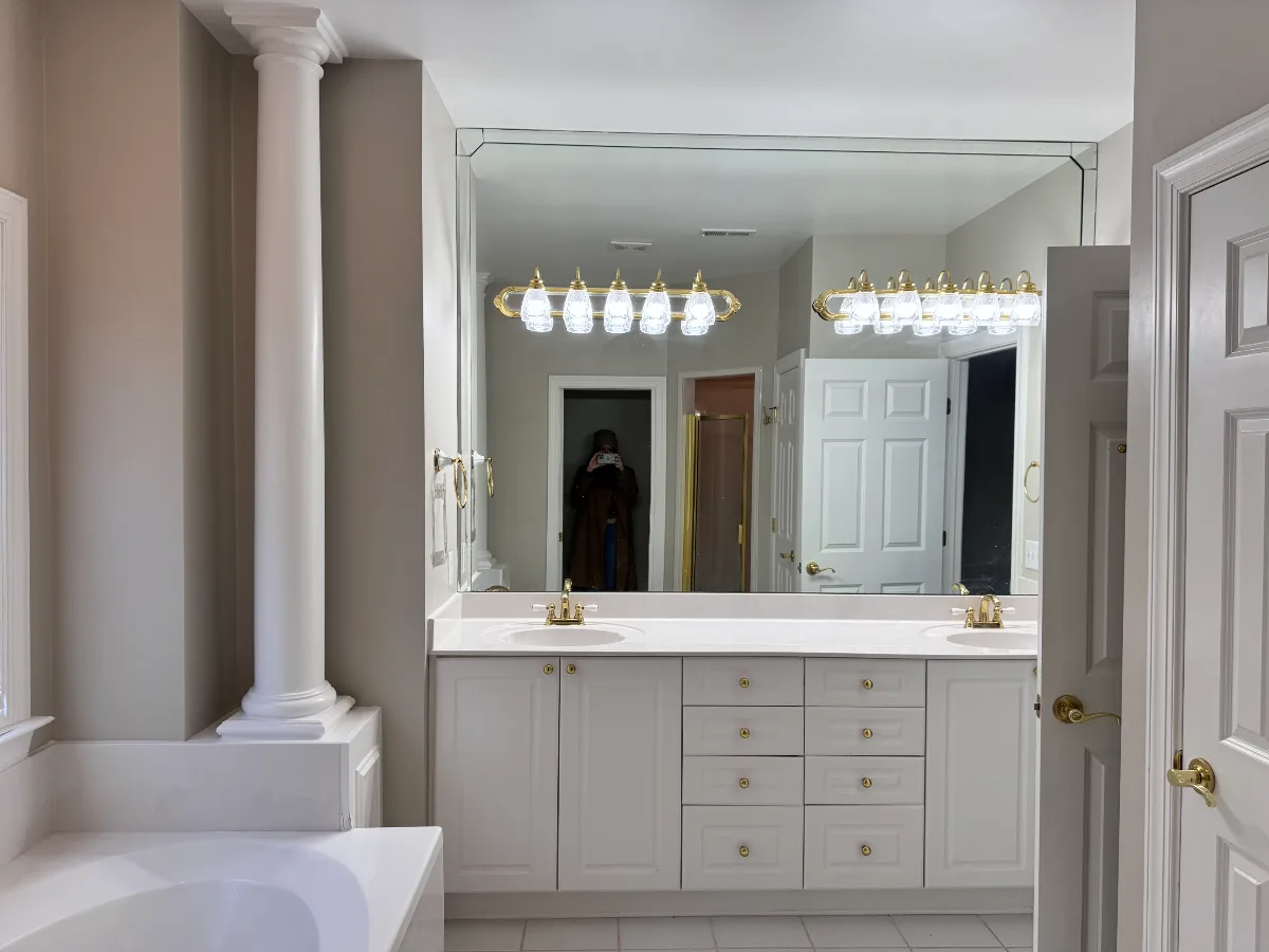 The Primary Bath at Our Willowsprings Coastal Elegant Remodel