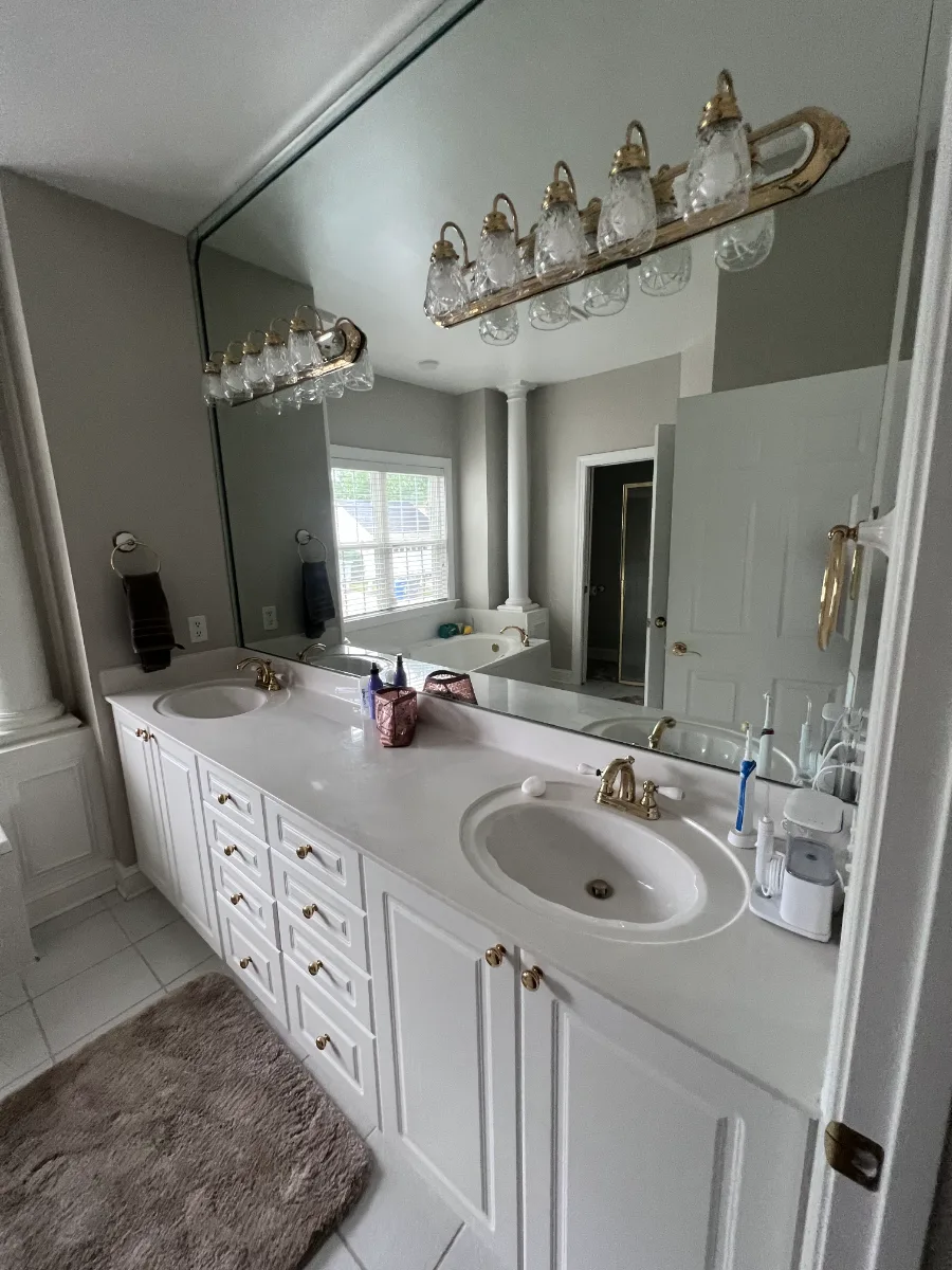 The Primary Bath at Our Willowsprings Coastal Elegant Remodel