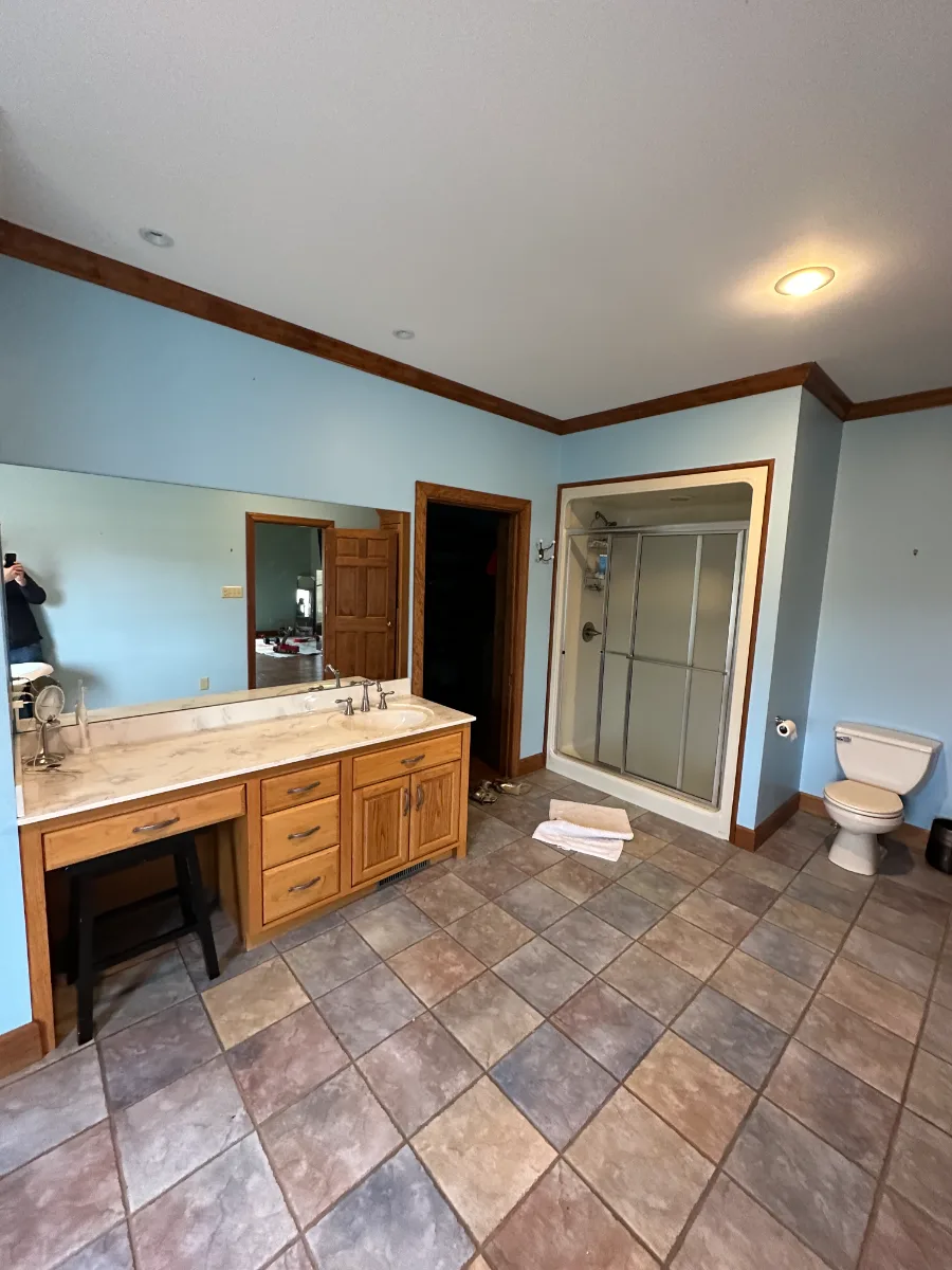 The Primary Bath at Our Transitional Bold Remodel