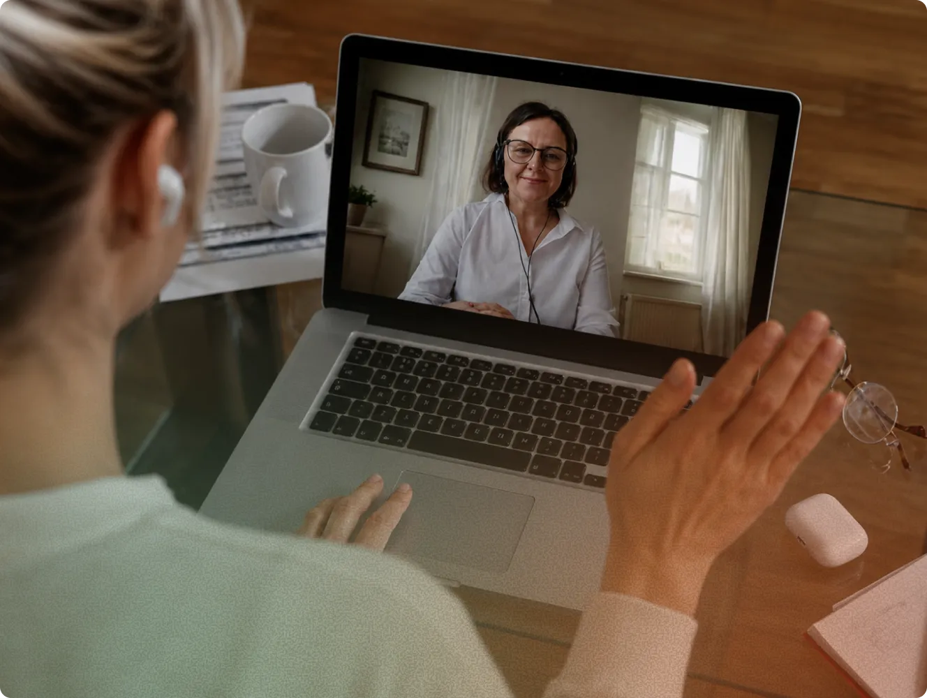 Photo of a caregiver supporting a patient