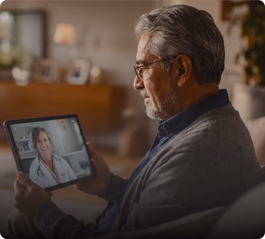 A man in a computer meeting