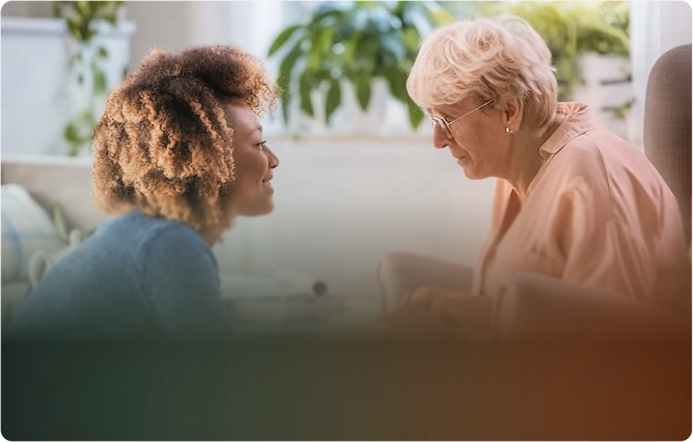 two women talking